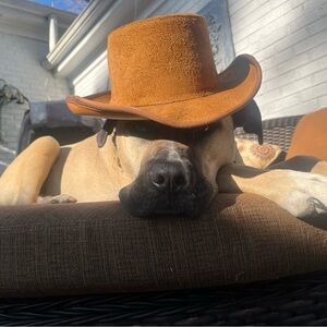 SKULLY'S by HENSCHEL HATS BROWN SUEDE COWHIDE LEATHER OUTBACKER BUSH HAT USA M